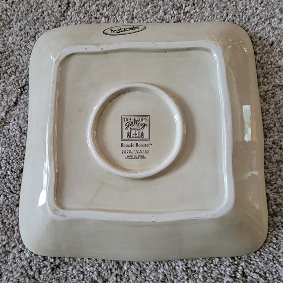 Tabletops Gallery “Rooster” Square Dinner Plate 11” Hand Painted - Picture 3 of 6